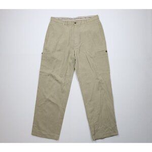 Vintage 90s Tommy Bahama Relax Mens 36x32 Ribbed Silk Blend Wide Leg Cargo Pants